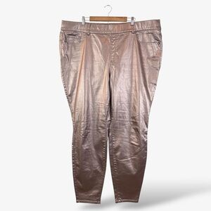 Lane Bryant High Rise Pull On Jegging Size 26L Metallic Coated Rose Gold Shimmer